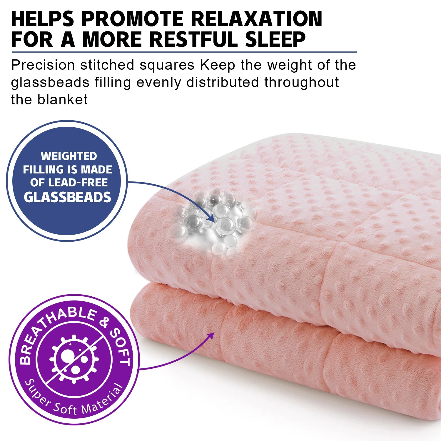 Pink Breathable Soft Minky Heavy Throw Blanket with Glass Beads