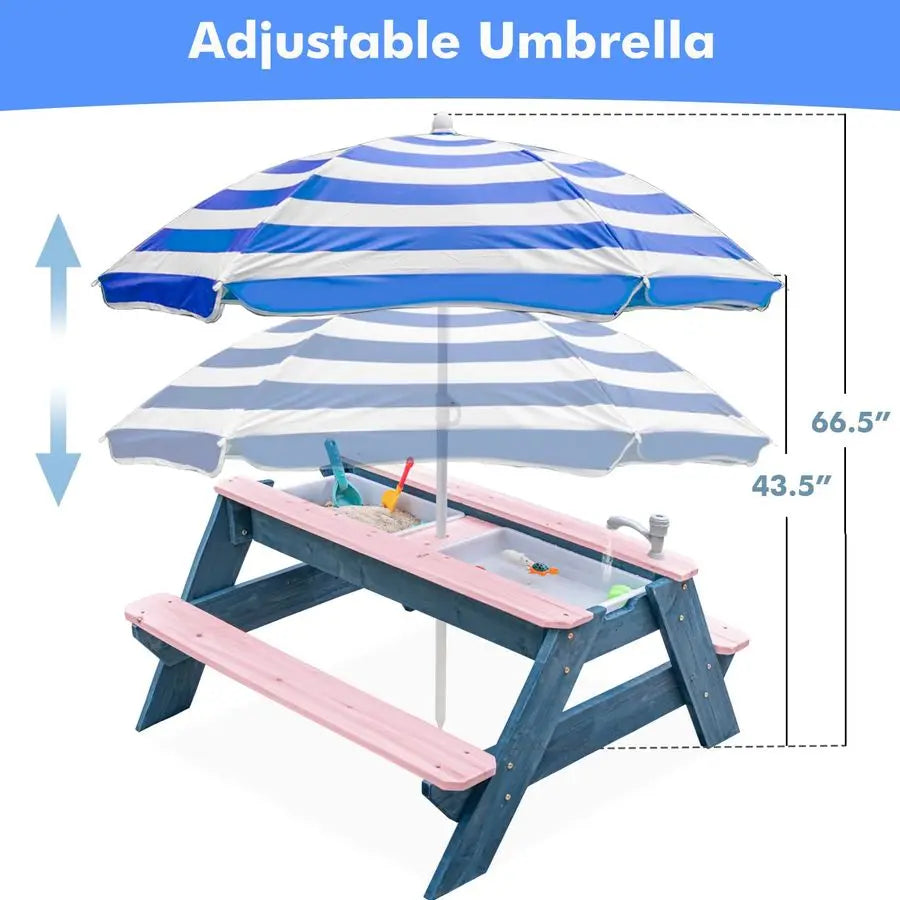 3-in-1 Sand and Water Table Picnic Set