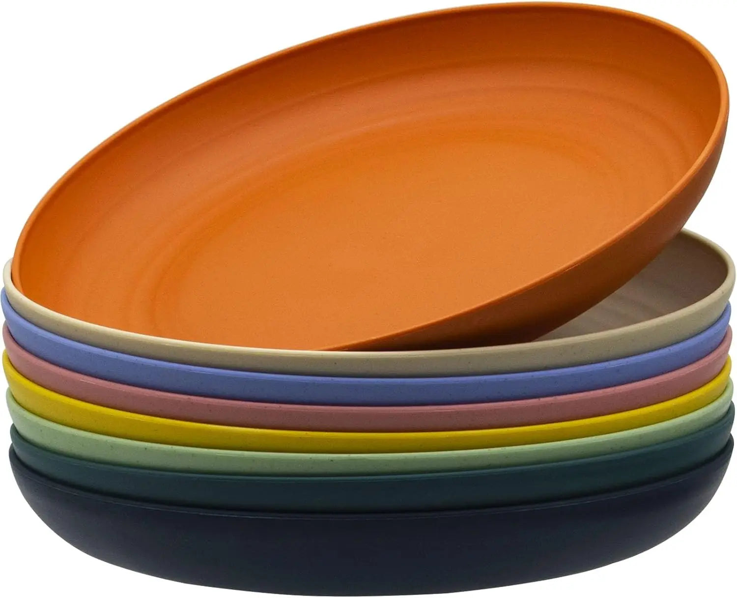 Deep Dinner Plates Set – 8pcs, 10-inch Unbreakable Wheat Straw Plates