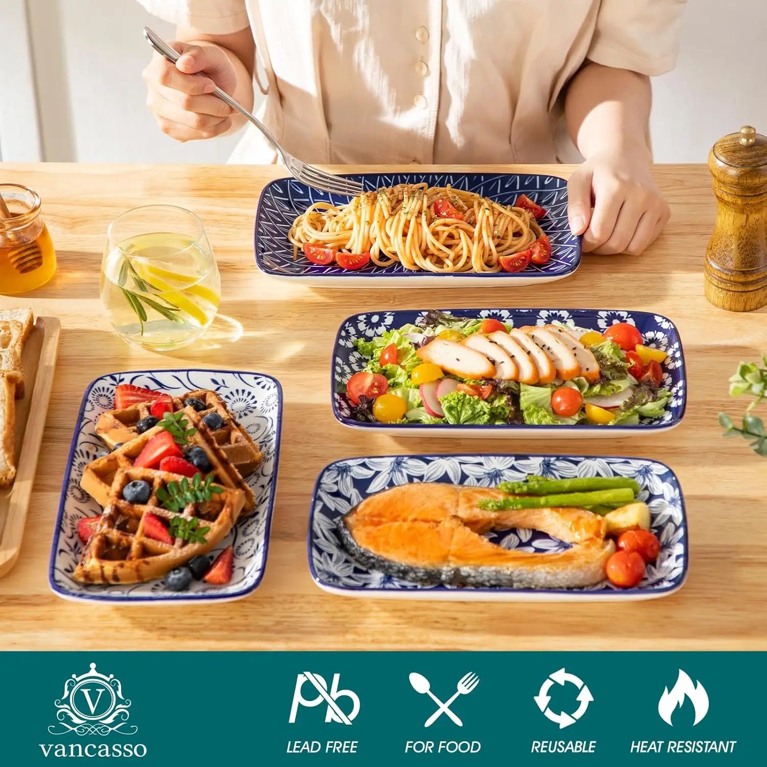 9.5-Inch Rectangular Dinner Plates – Set of 6