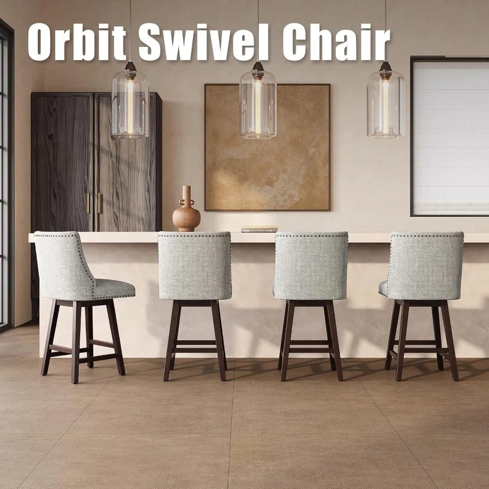Set of 4 – 26" Modern Swivel Bar Stools with Upholstered Backs