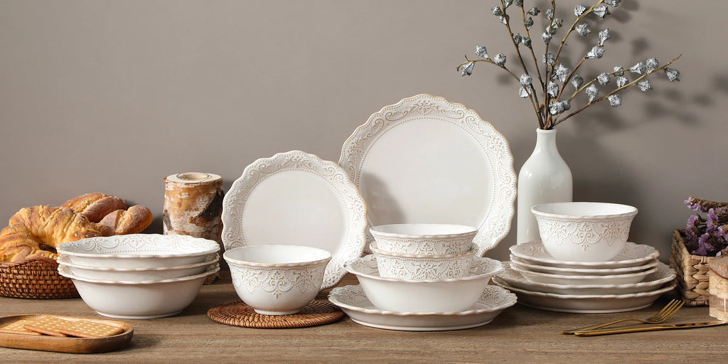 Elegant White Stoneware Dinnerware Set