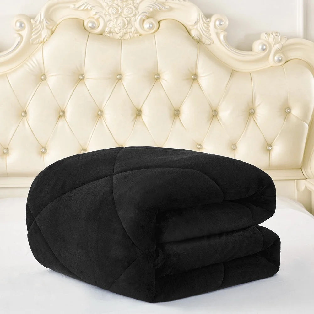 3 PC Sherpa Fleece Bed Blanket Set - Reversible - King Size