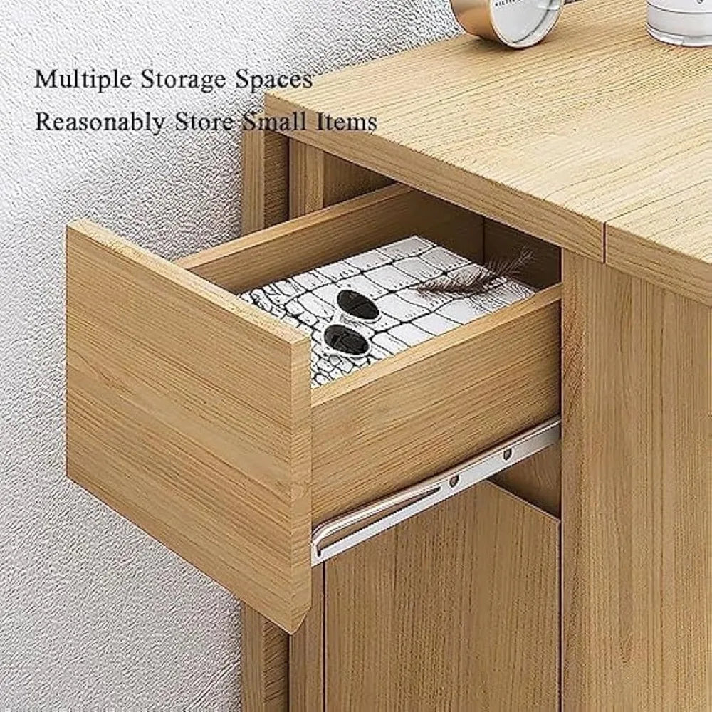 Modern Wooden Foldable Dining Table Set with Storage – 4 Chairs