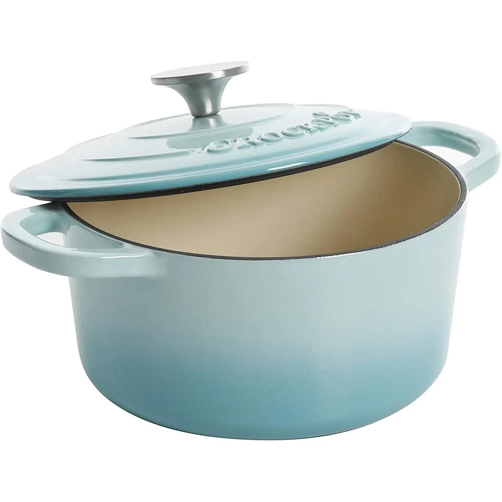 5 Quart Nonstick Enamel Cast Iron Dutch Oven, Induction Compatible