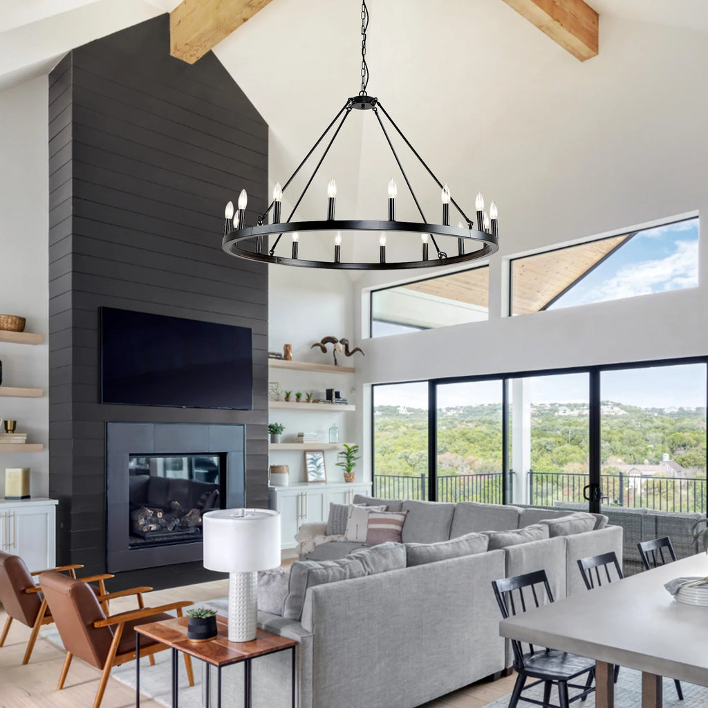 16-Light Wagon Wheel Chandelier