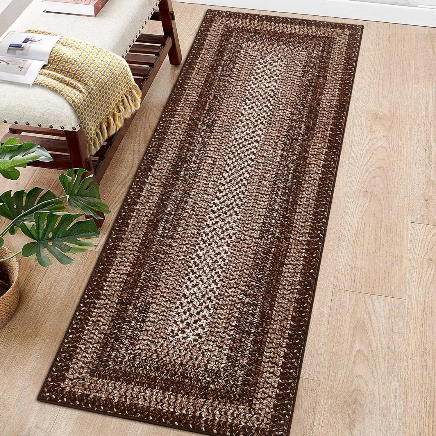 Washable Large Area Rugs - Modern Braided Print