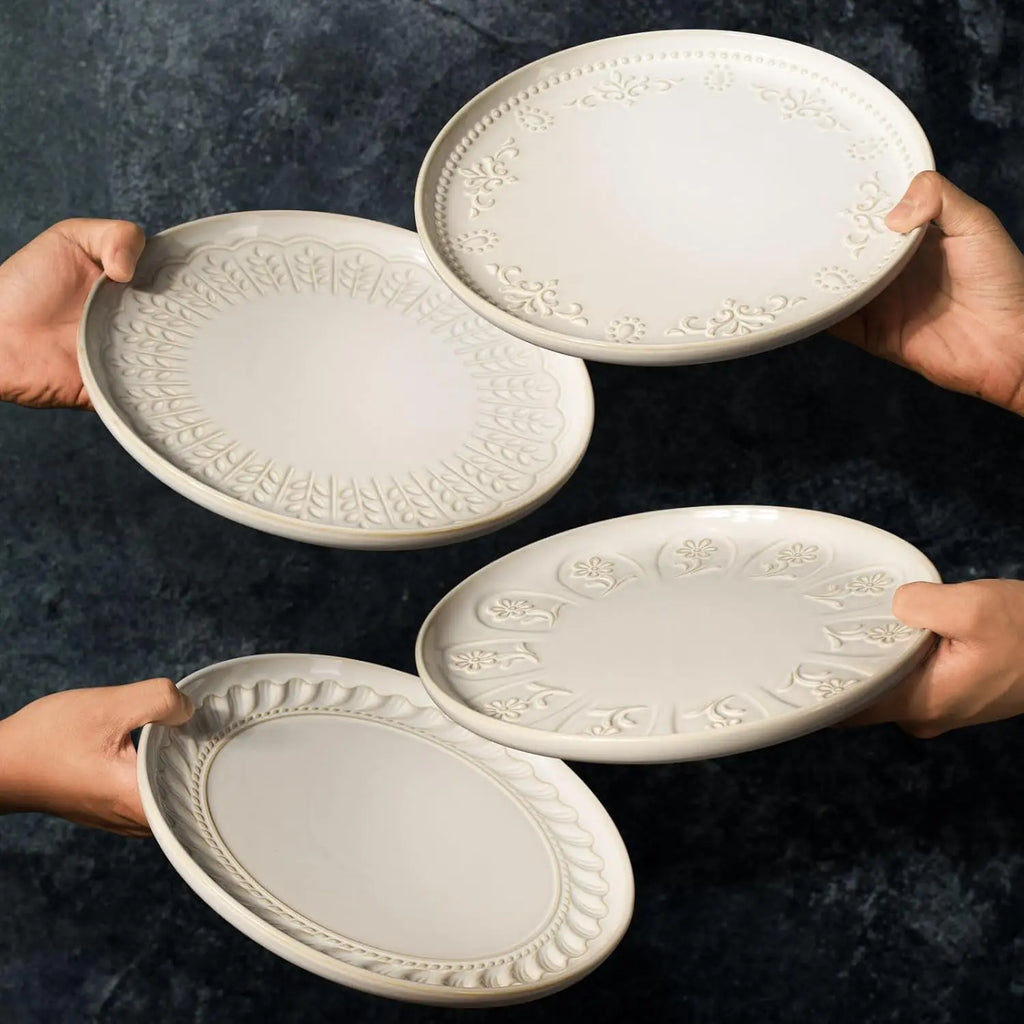 Large Ceramic Dinner Plates - Set of 4