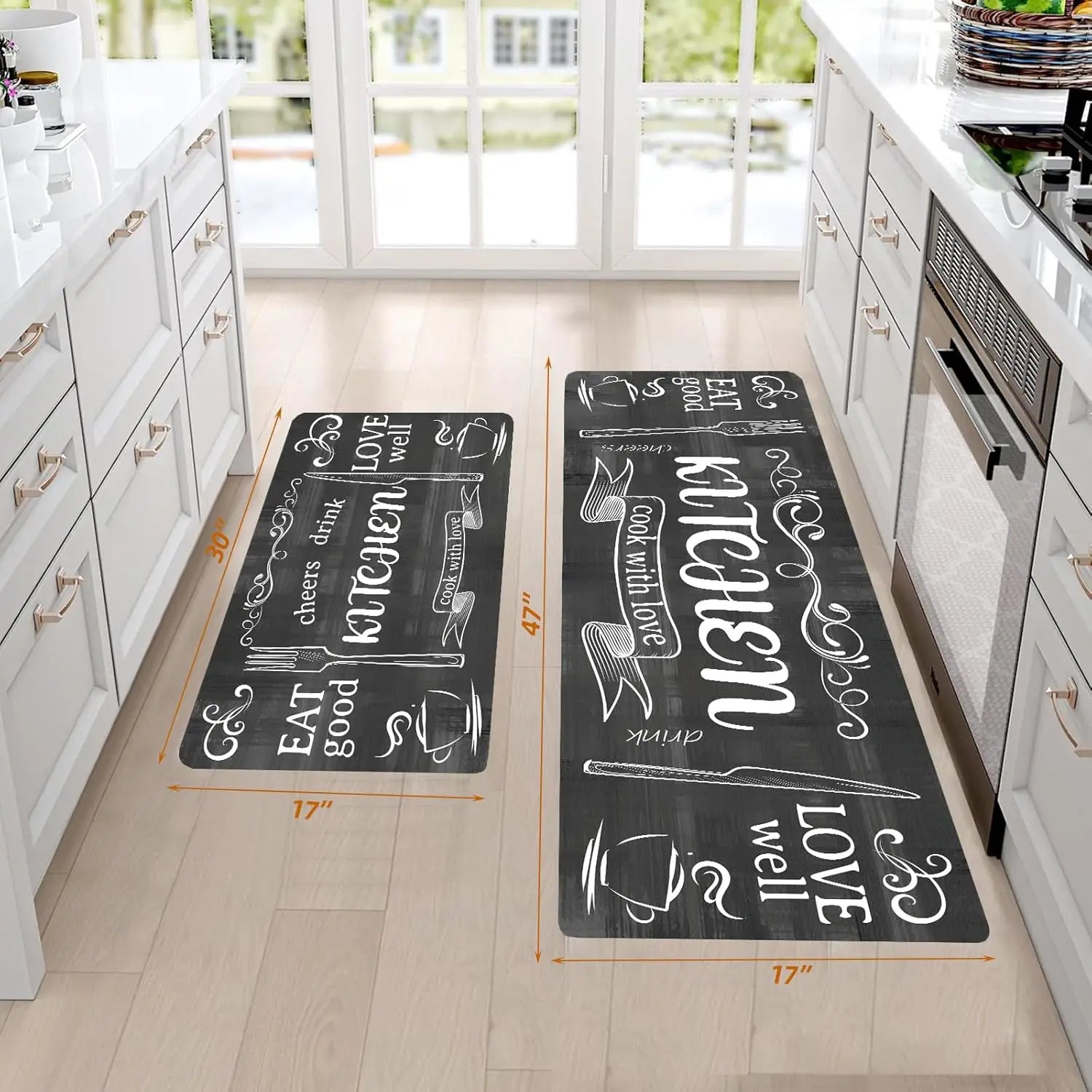 Farmhouse Kitchen Floor Mats – Non-Slip Washable 3-Piece Set
