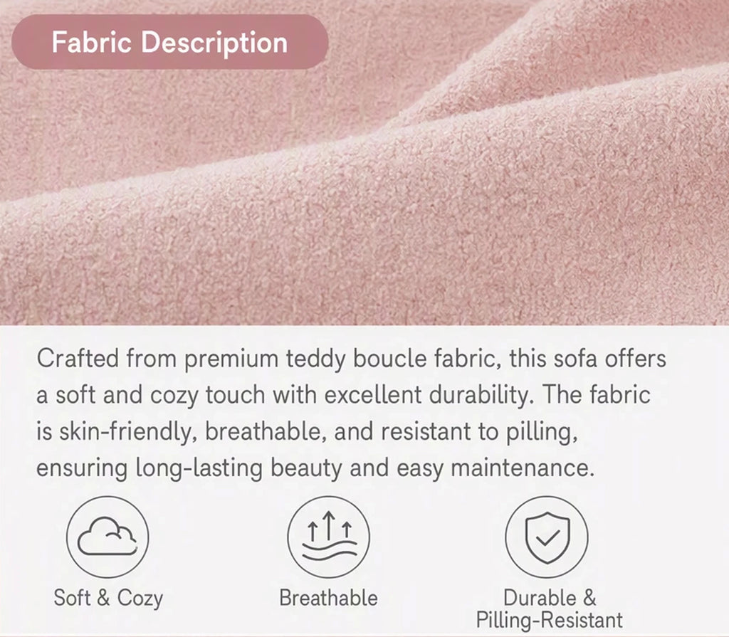 86.6-Inch Teddy Fleece Sofa with Four Throw Pillows