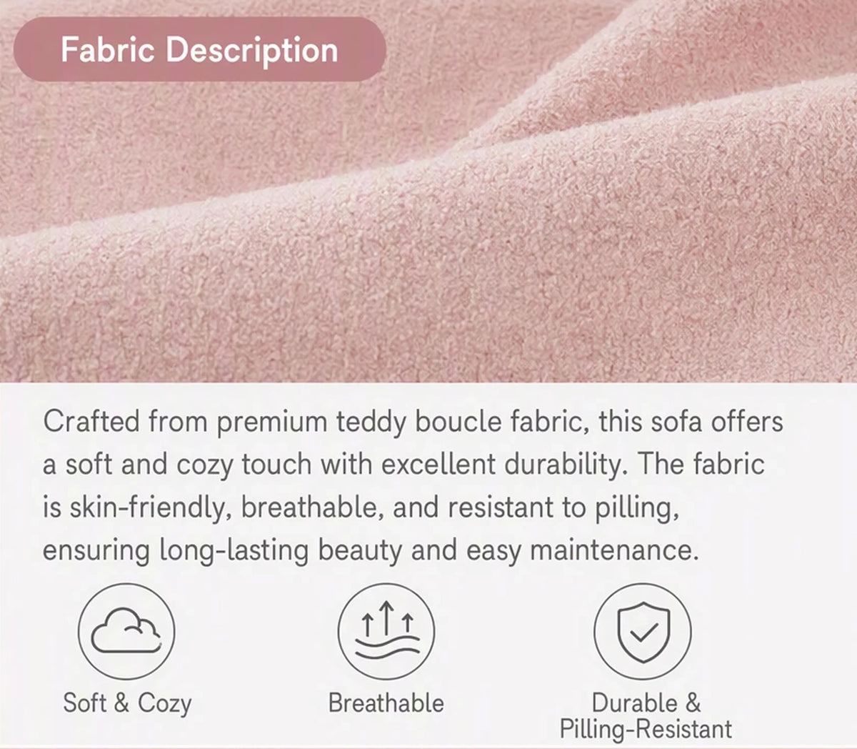 86.6-Inch Teddy Fleece Sofa with Four Throw Pillows