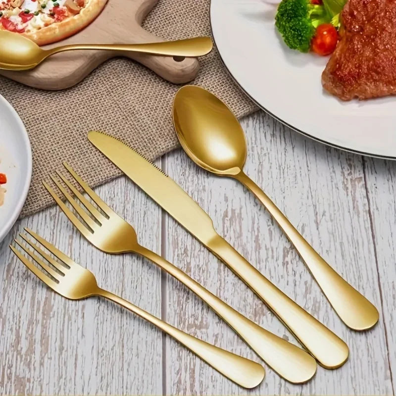 30/60-Piece Luxury Golden Flatware Set