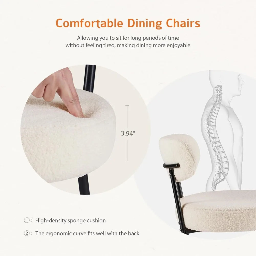 Set of 4 Boucle Upholstered Dining Chairs