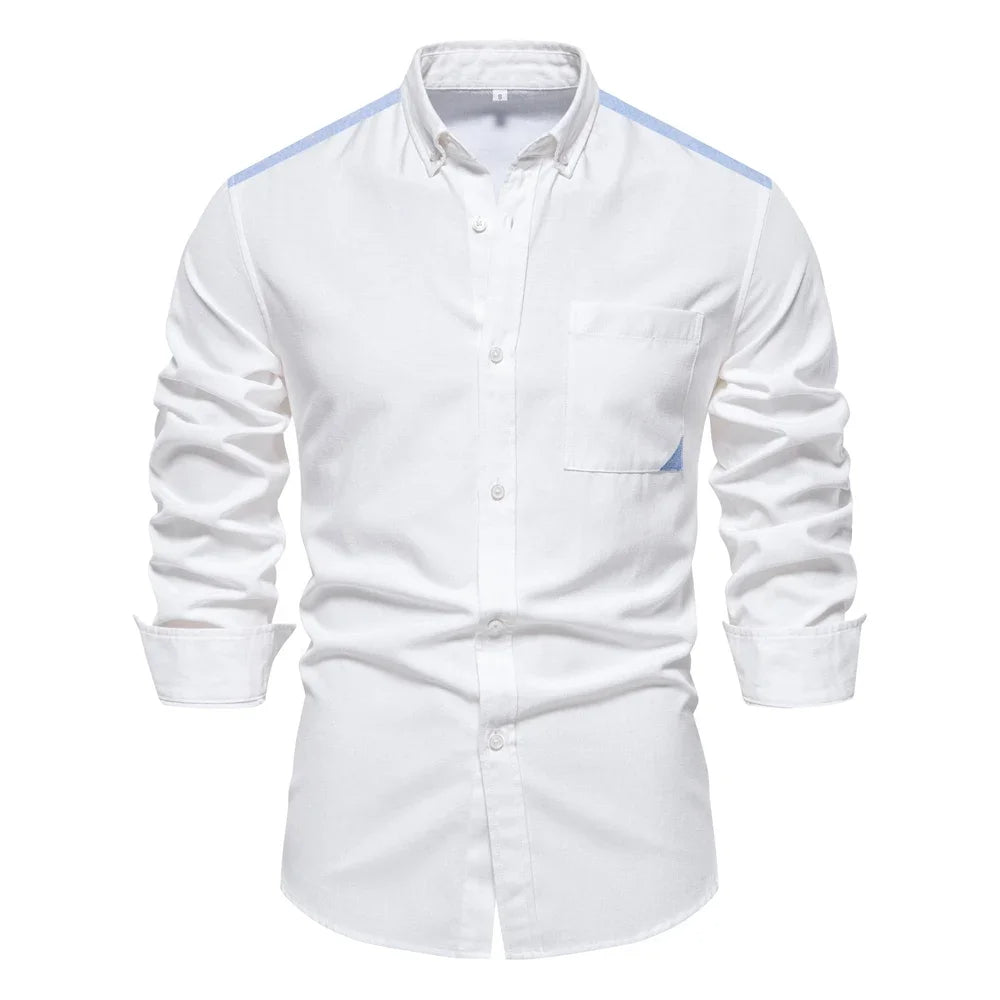 Men's Autumn Cotton Oxford Long Sleeve Shirt – Button Down, Versatile