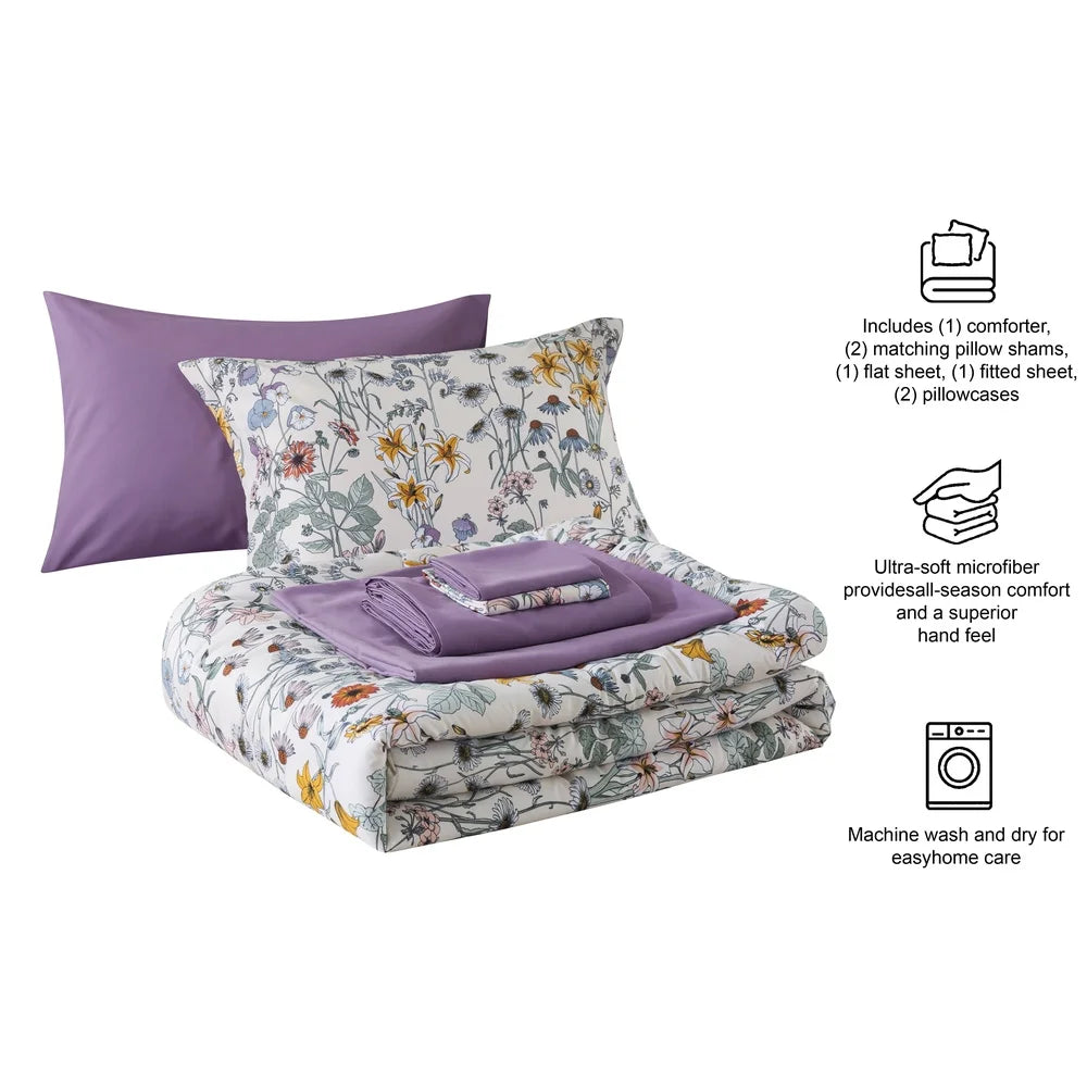 7-Piece Reversible King Comforter Set – Complete Bedding Ensemble