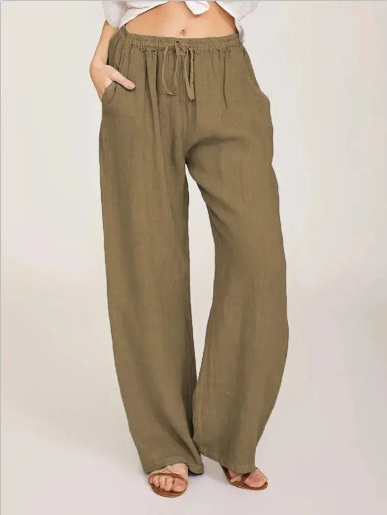 Women’s Cotton Linen Wide Straight Leg Pants