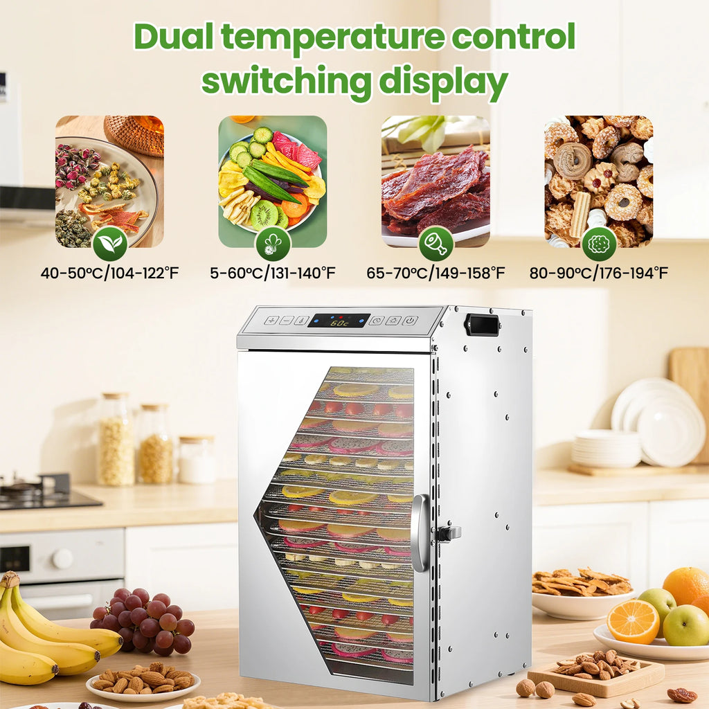 800W 18-Tray Stainless Steel Food Dehydrator