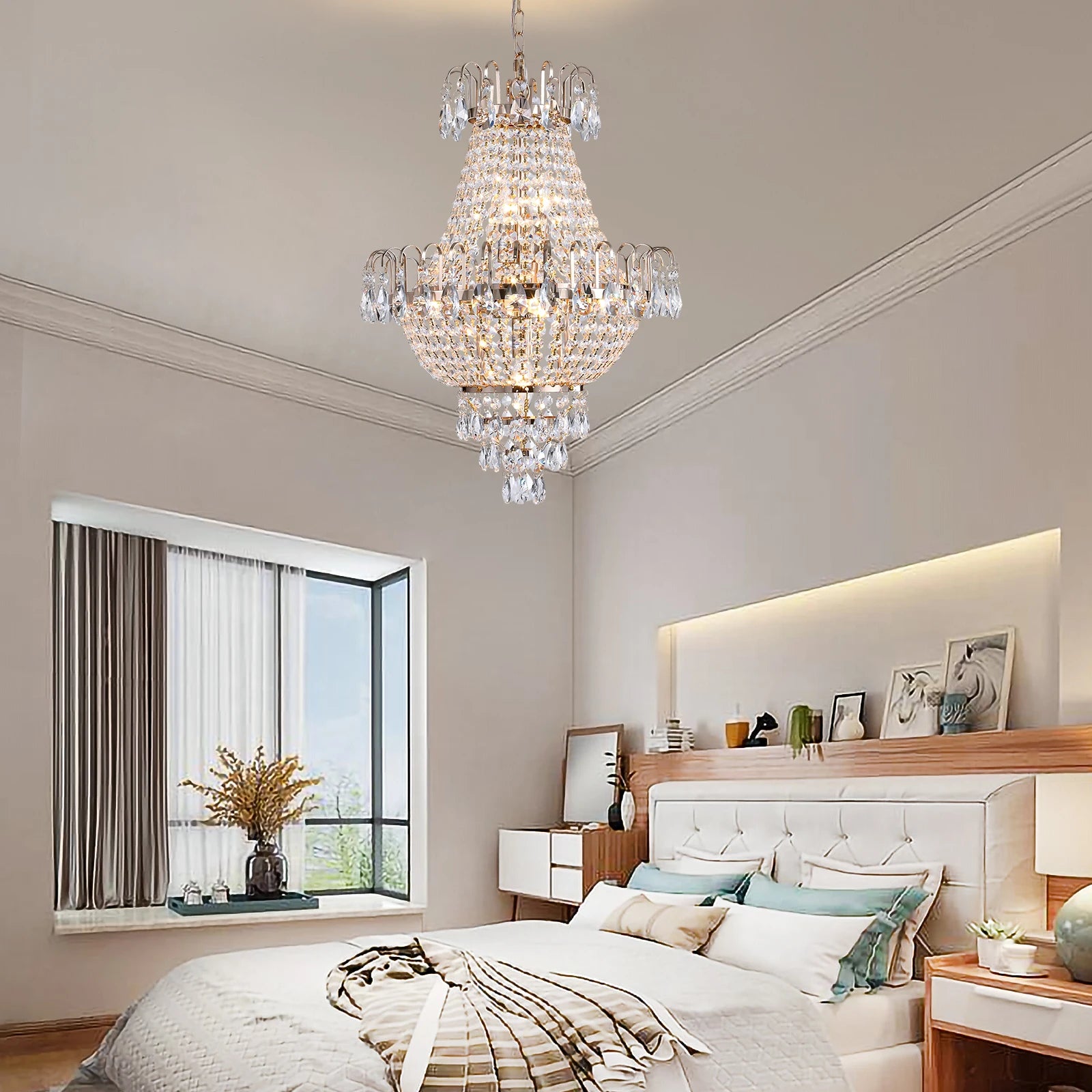 Luxury Gold Crystal Chandelier with Elegant Dazzling K9 Crystals