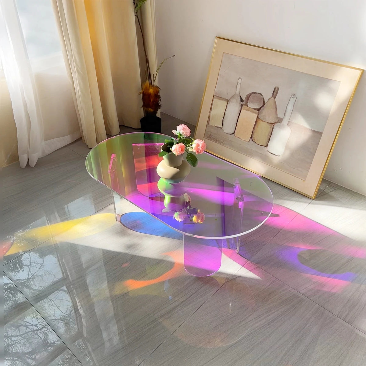 Acrylic Coffee Table – Iridescent Colorful