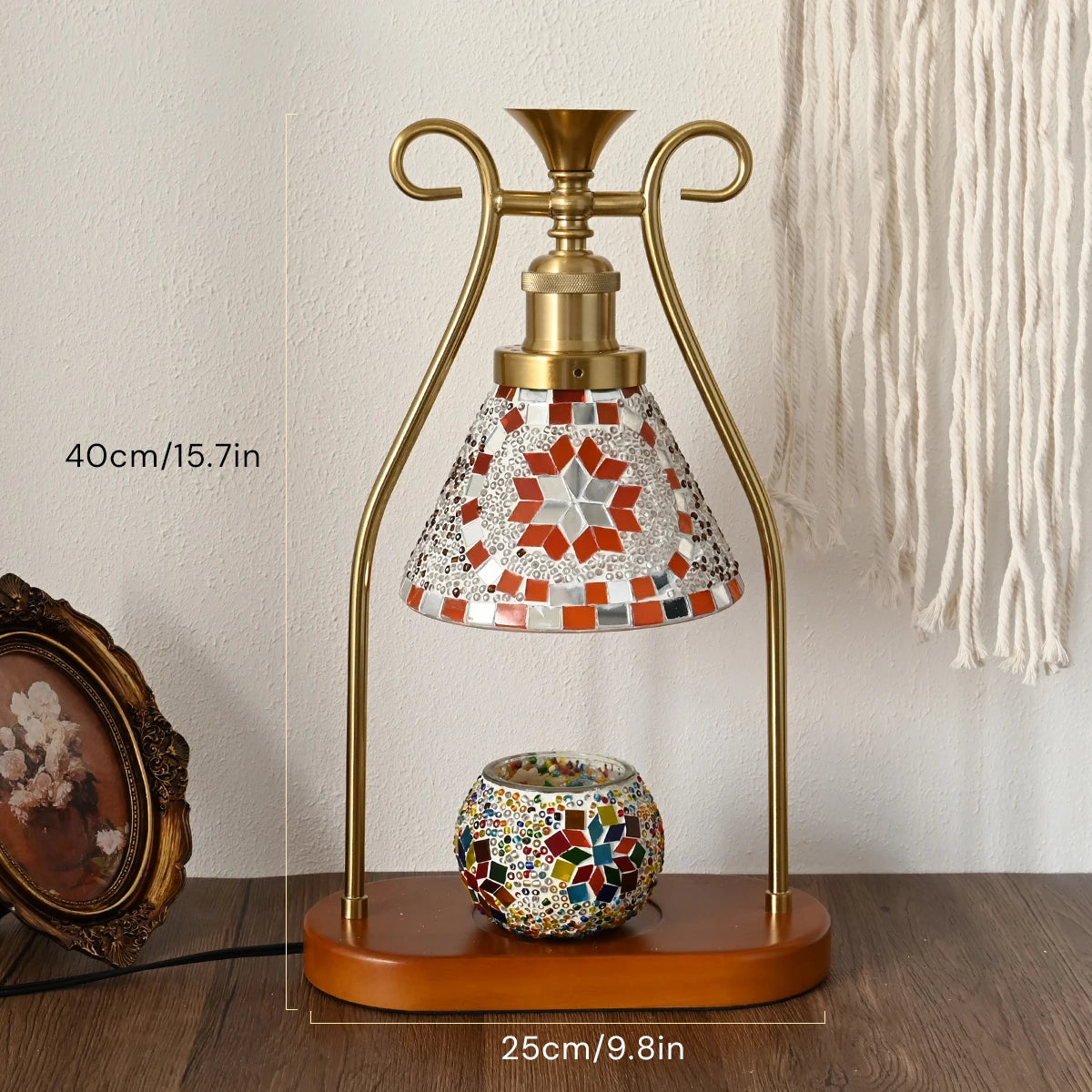 Bohemian Hand-Colored Glass Bedside Lamp