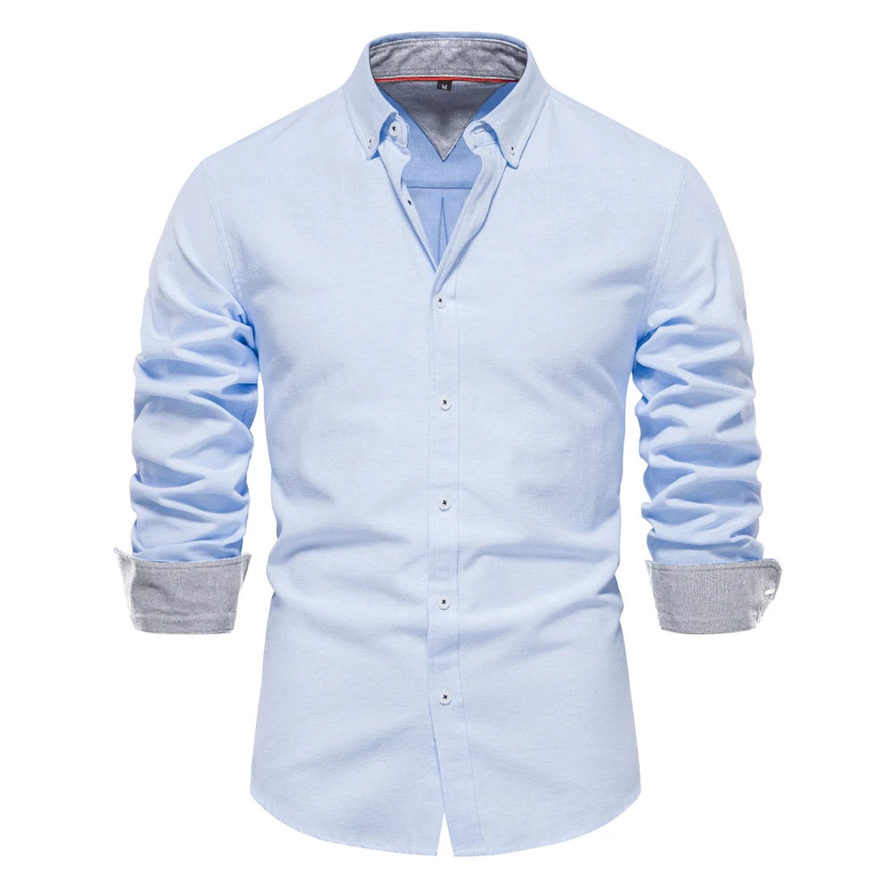 Men's Autumn Cotton Oxford Long Sleeve Shirt – Button Down, Versatile