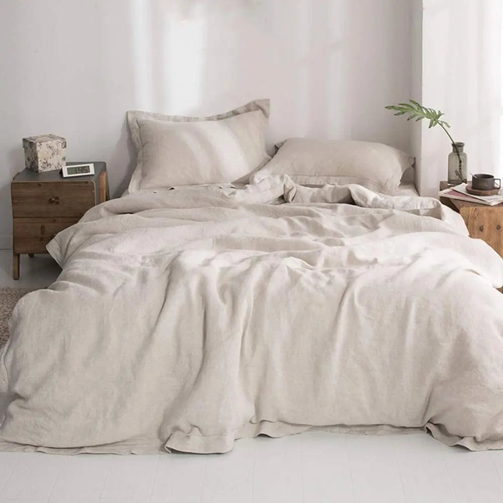 3 Pcs 100% Linen Bedding Set – Queen & King Size Duvet Cover