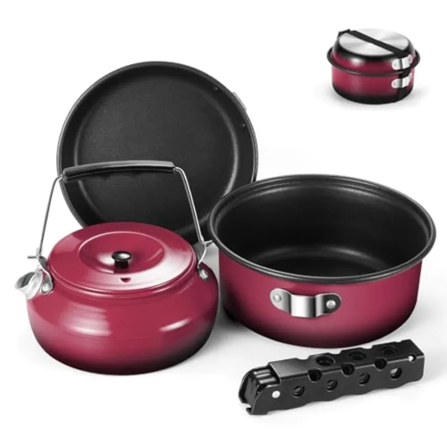 5PCS Non-Stick Camping Pot and Pan Set