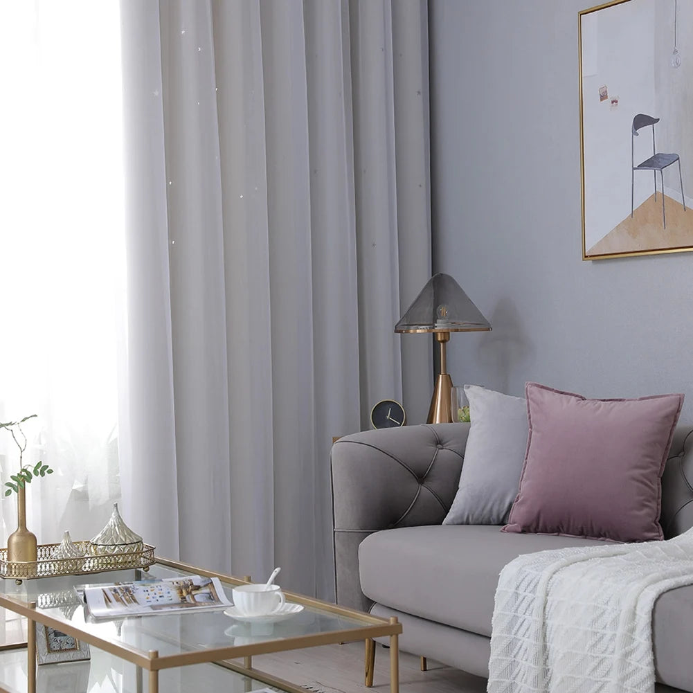 Hollow Out Star Curtain – Functional Room Darkening Drape (1 Panel, 40"x84")