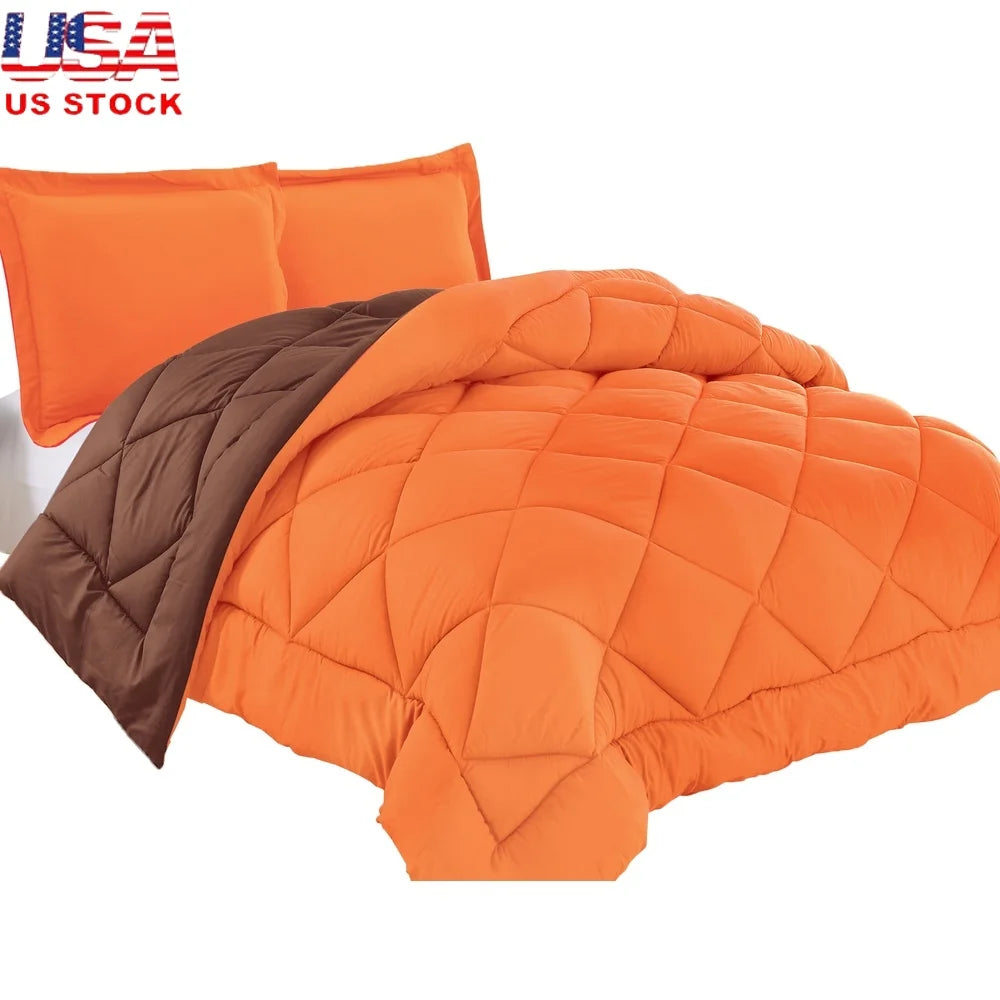 Reversible 3-Piece Twin Comforter Set – Soft Microfiber with Diamond Stitching