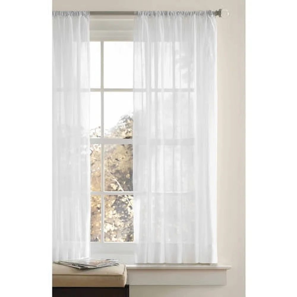 Crushed Voile Sheer Curtain Panel – White, 51"W x 108"L