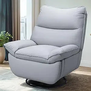 Lotus Oversized 360° Swivel Rocker Recliner, Fabric Glider with Side Pocket