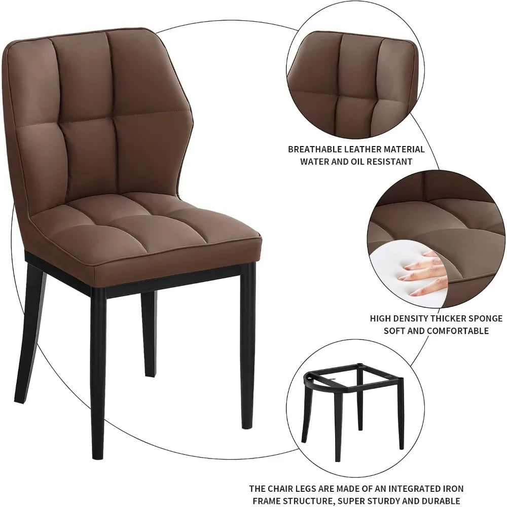 Set of 2 – Mid-Century Modern Upholstered Leather Dining Chairs