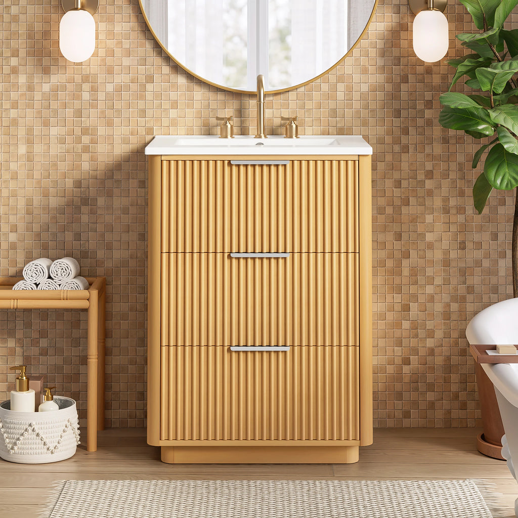 24" Modern Luxury Bathroom Vanity with Ceramic Sink