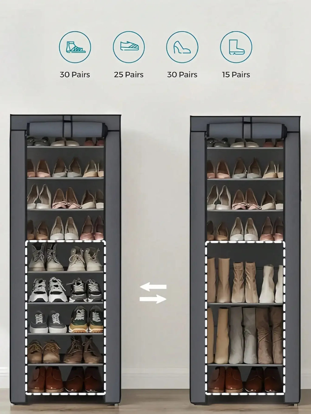 8-Tier/10-Tier Non-Woven Fabric Shoe Rack