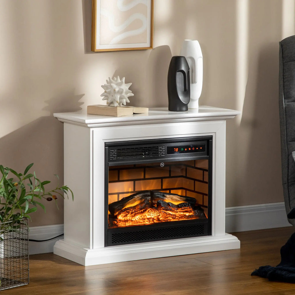 Electric Freestanding Fireplace Heater with Mantel, Dimmable Flame, Remote Control