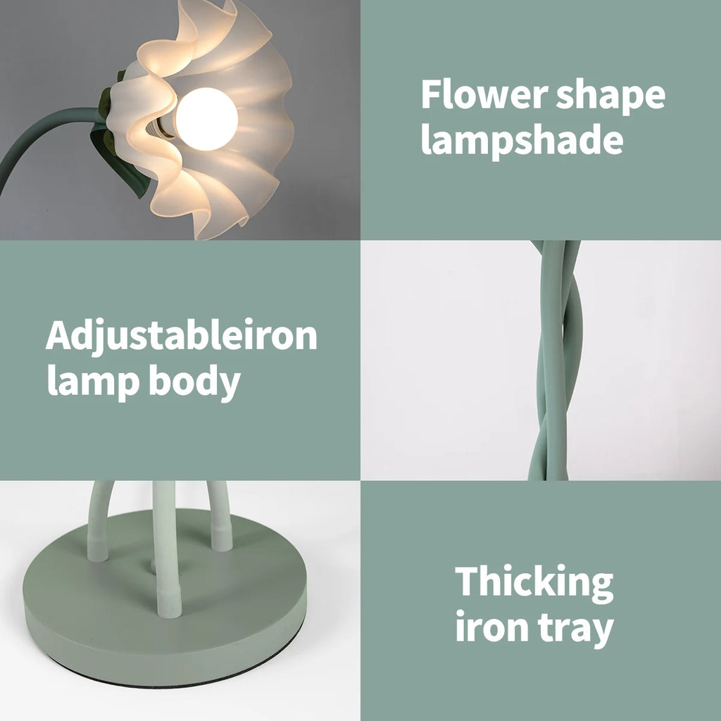 Retro Flower Floor Lamp – Dimmable with Flexible Neck Shaft