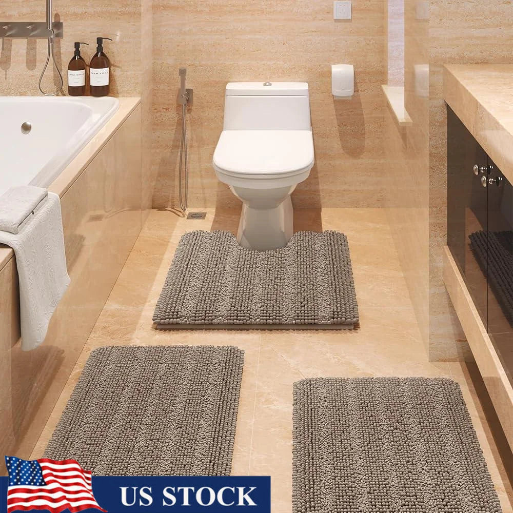 Ultra Soft Chenille Bath Rugs – Non-Slip, Absorbent & Washable