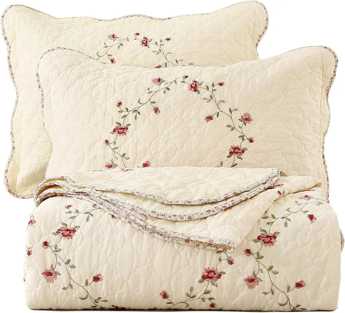 Floral Embroidered Bedspread Set
