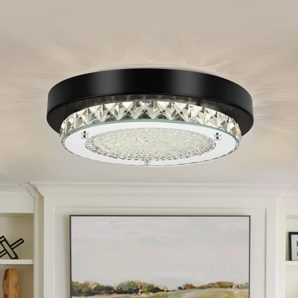 Black Flush Mount Ceiling Light Fixture - Crystal LED Lighting