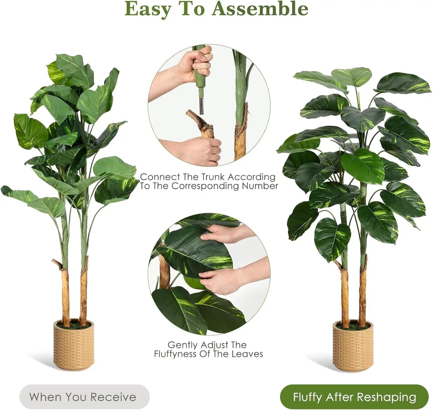 Artificial Lifelike Dieffenbachia Tree with Decorative Planter