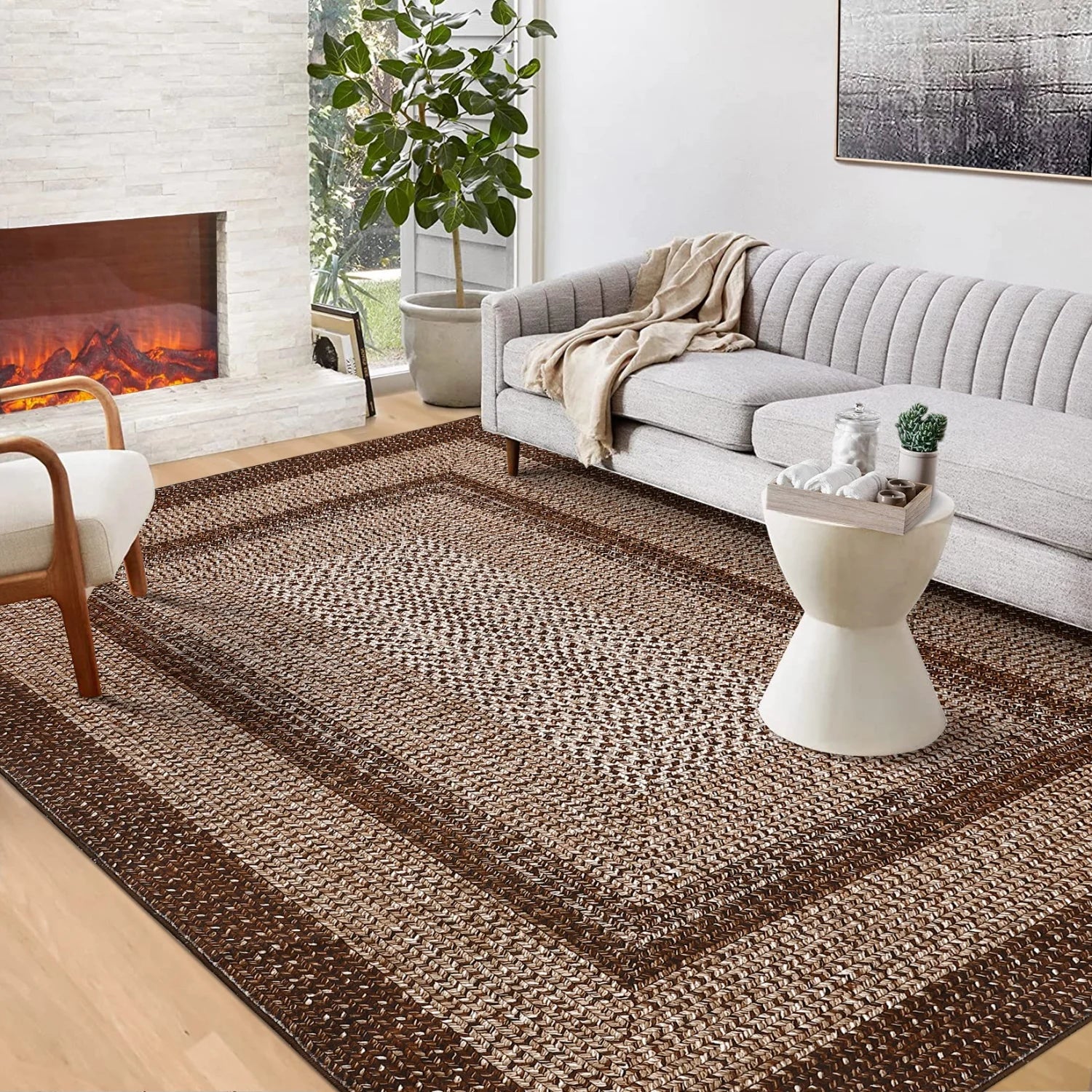Washable Large Area Rugs - Modern Braided Print
