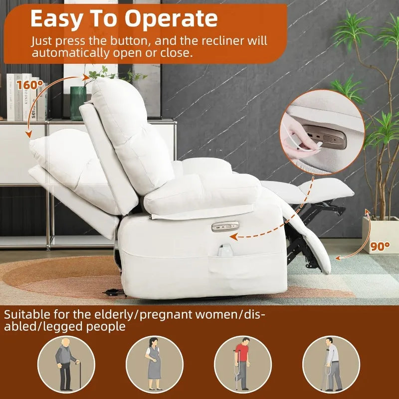 Power Swivel Massage Rocking Recliner Chair with Heat & USB Ports