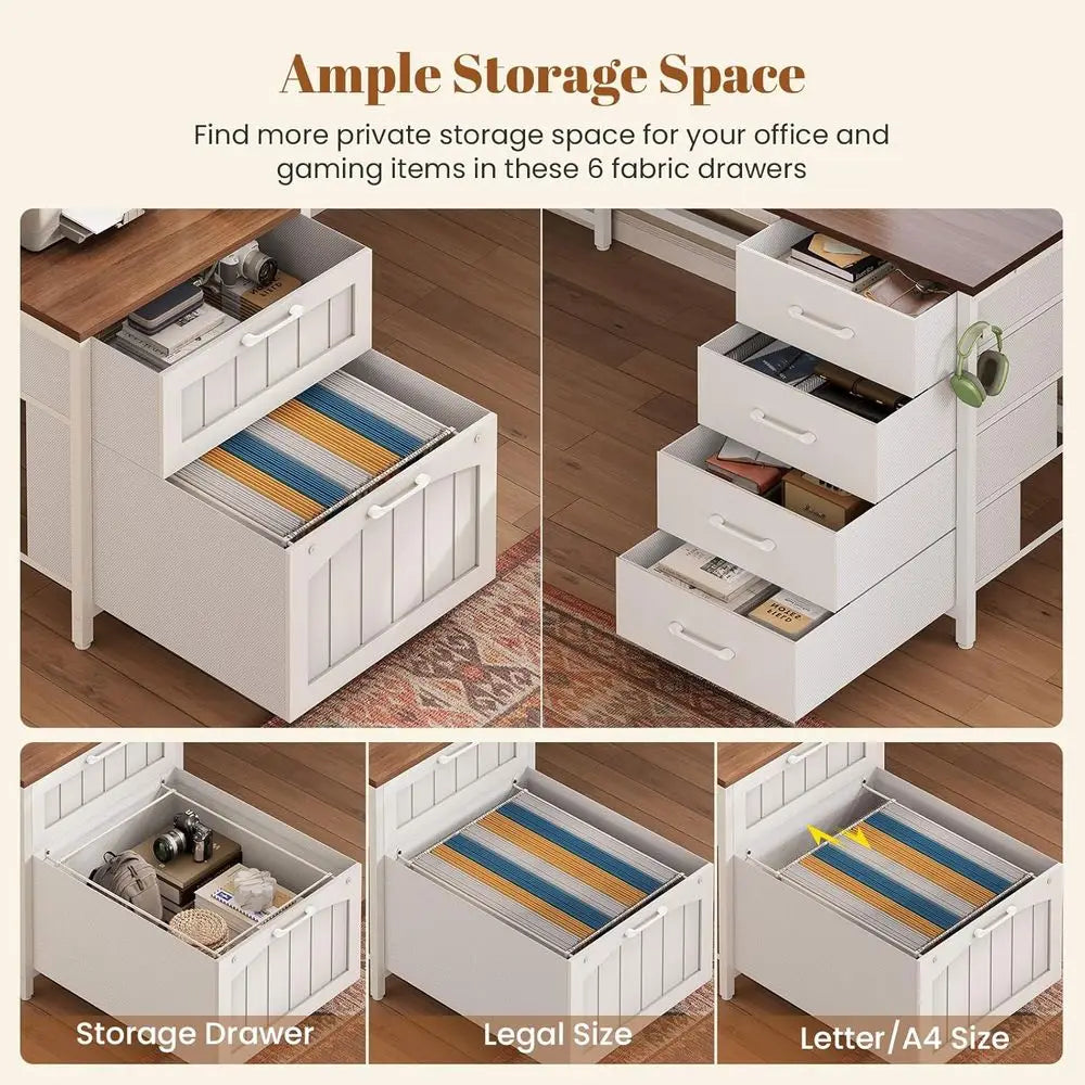 Farmhouse L-Shaped Office Desk with Hutch