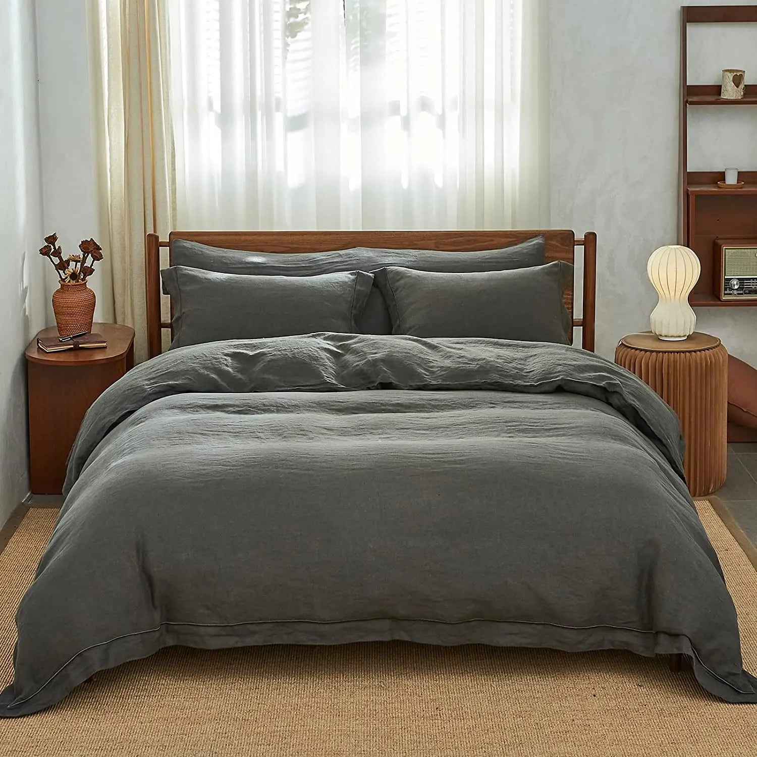3 Pcs 100% Linen Bedding Set – Queen & King Size Duvet Cover