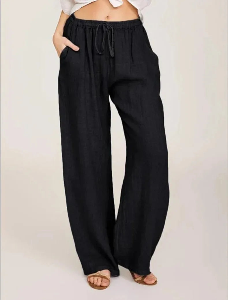 Women’s Cotton Linen Wide Straight Leg Pants
