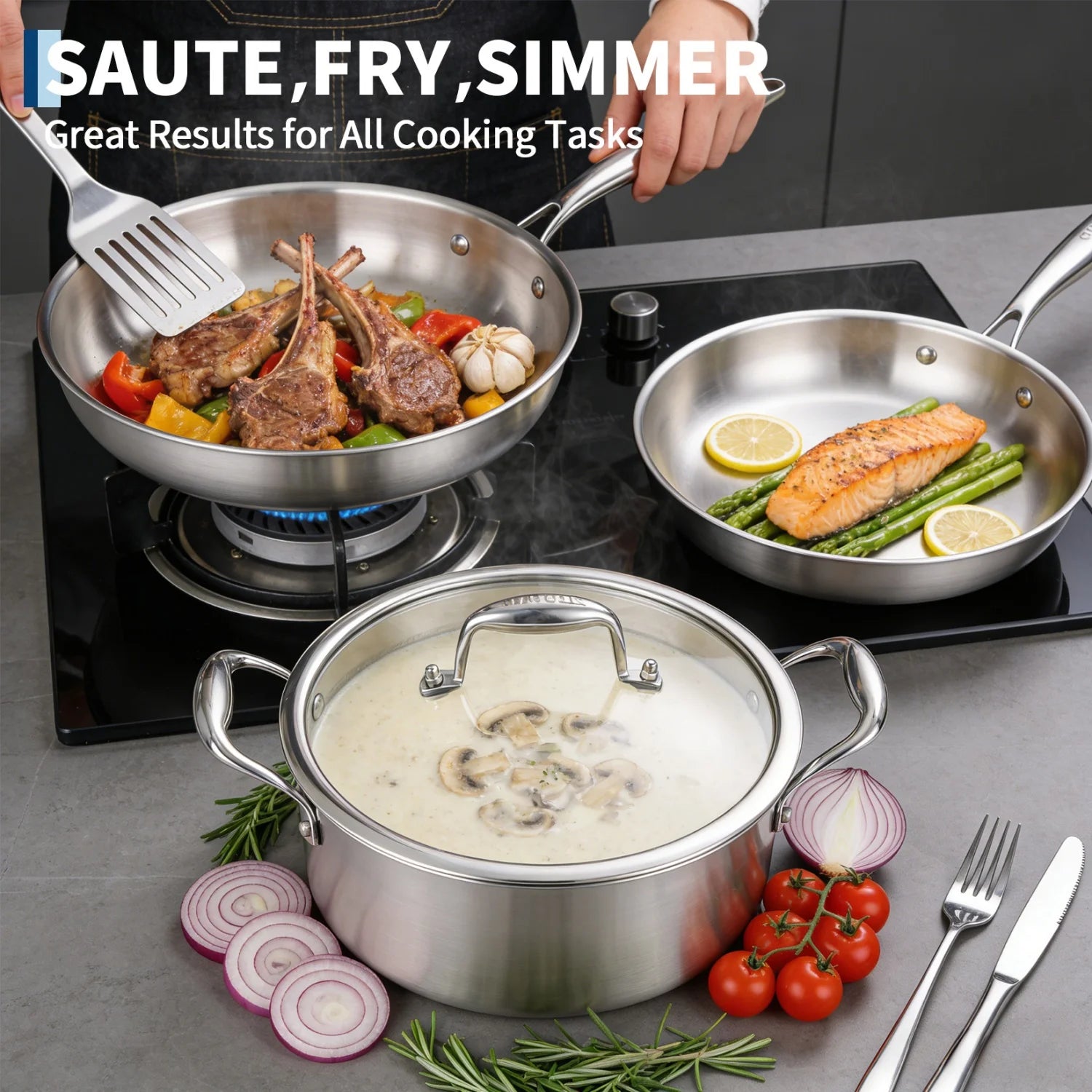 3 Ply Stainless Steel 11-Piece Cookware Set
