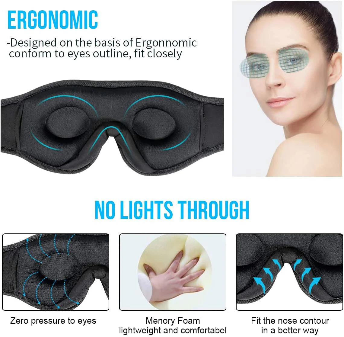 3D Eye Mask Sleeping Headphones with Built-in HD Speaker | Bluetooth