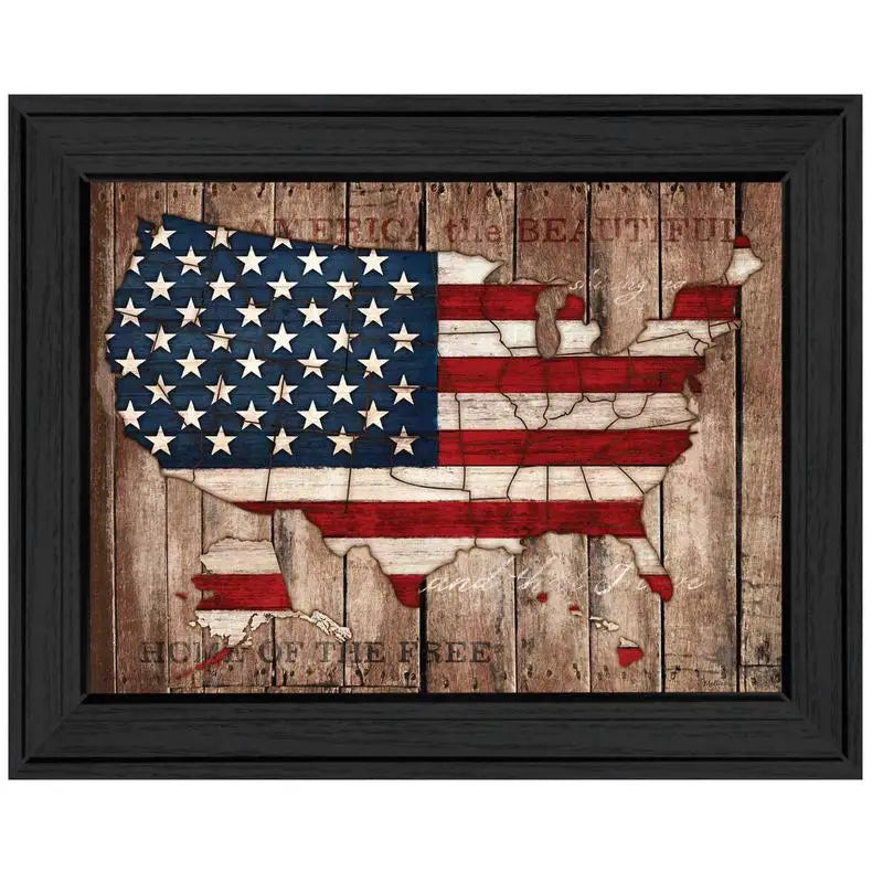 America the Beautiful Framed Wall Art Poster - Ready to Hang, Black Frame