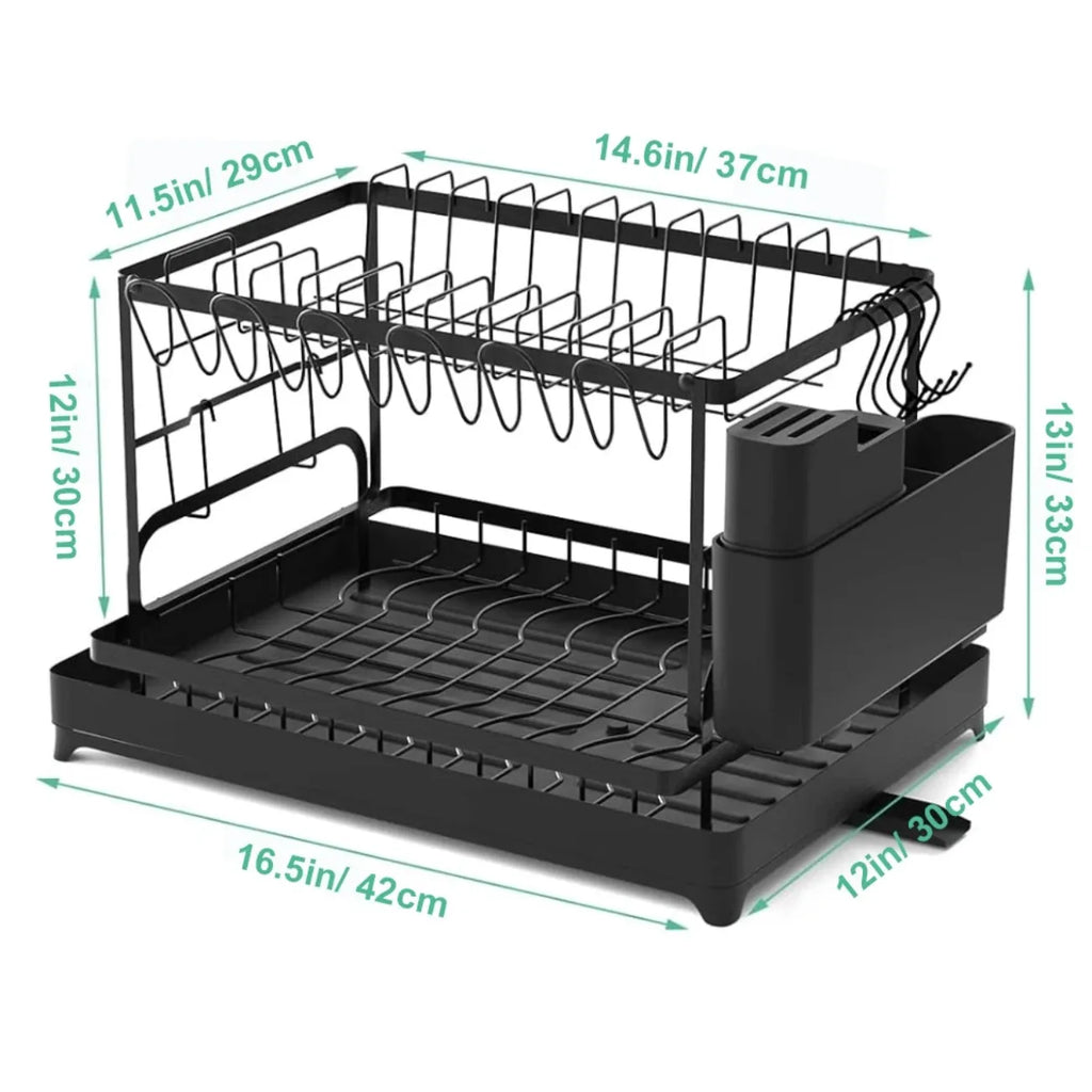 2-Tier Rotating Dish Drying Rack