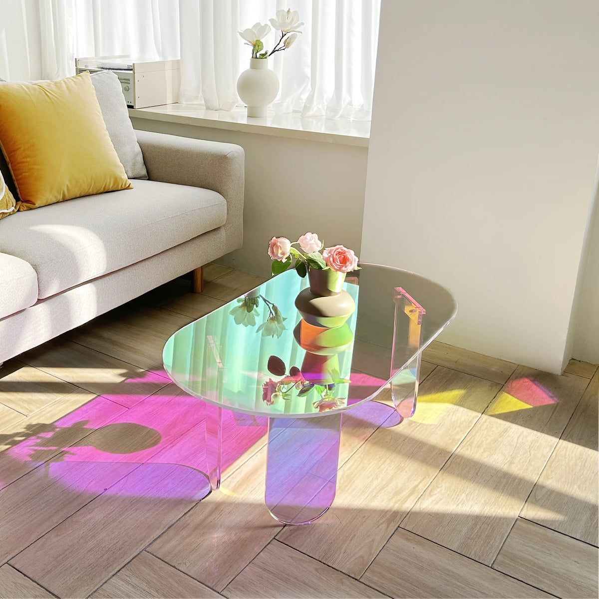 Acrylic Coffee Table – Iridescent Colorful